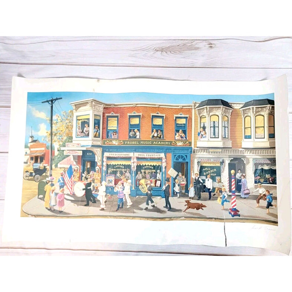 Jan Hanson Travis Main Street Circus Band Original Print 15 of 50 - Picture 1 of 16
